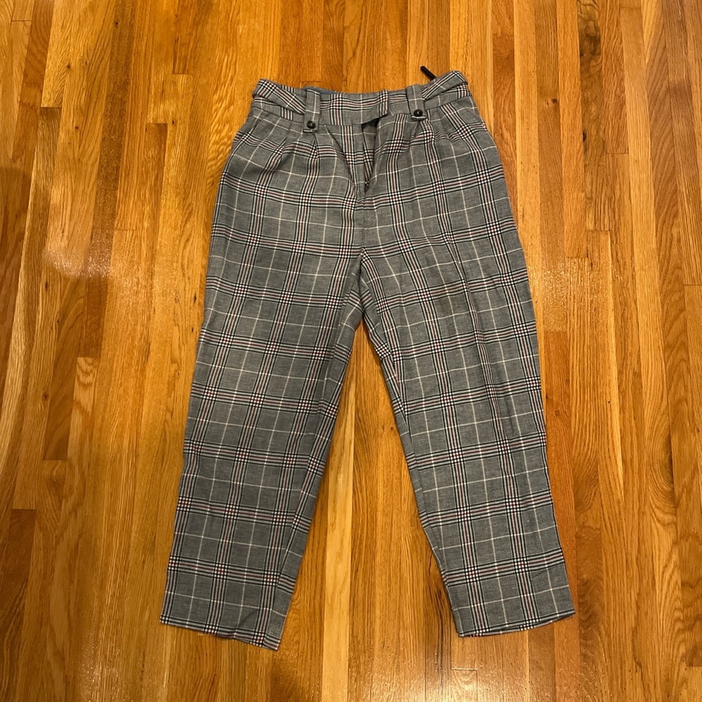 Topshop Blue and Gray Plaid Trousers